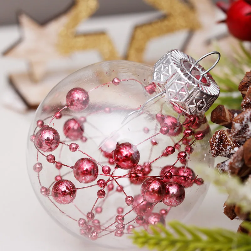 Christmas Decorations 6cm/30pcs Pink Transparent Ball Christmas Ball Set Christmas Tree Pendant