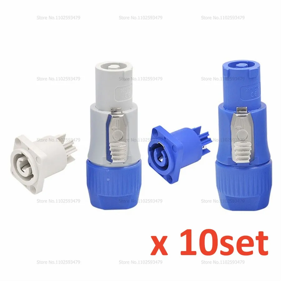 Hopbucan 10 Pezzi 3 Pin 20A 250 V CA Powercon Presa Connettore Adattatore Spina di Alimentazione NAC3MPA-1 NAC3MPB-1 Connettore di Uscita Blu e Grigio