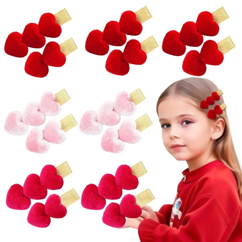 60pc Small Size Girls Hairclips Velvet Heart Birthday Gift Baby Girls Hair Accessories Kids Heart Hair Clip For Children Bulk child colorful bulk children magnetic fishing toy 2 4 years plastic non electric swimming fish model bath shower playing toys