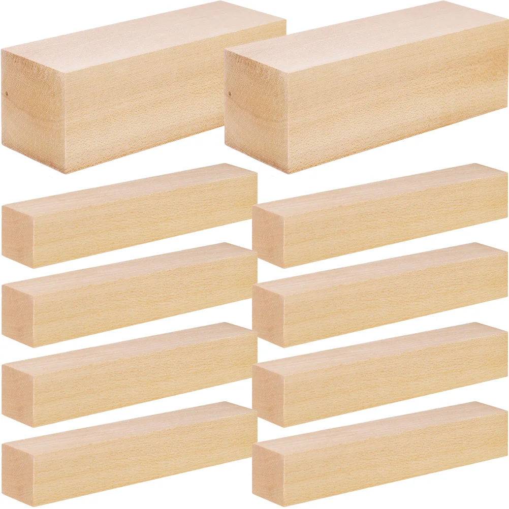 

10 Pcs Basswood Carving Blocks Unfinished Wood Blocks Blank Wooden Blocks for Carving Crafting