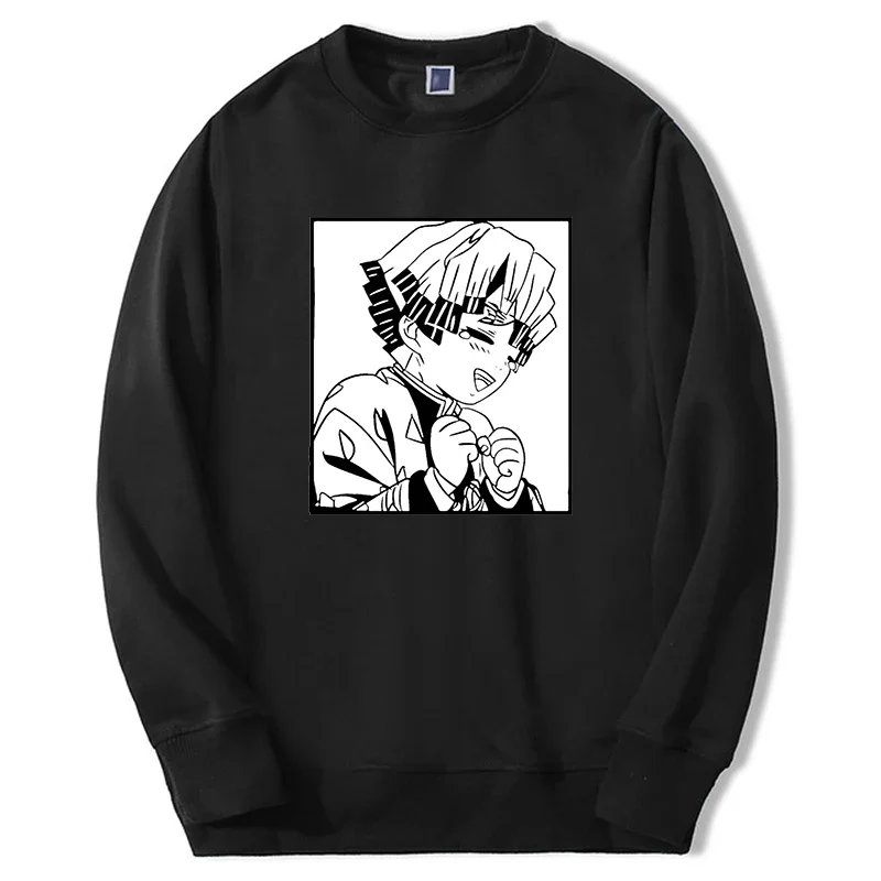 

Demon Slayer Anime Hoodies Men Women Zenitsu Manga Hot Anime Graphic Sweatshirt Oversize Round Neck Fleece Hoody Male Pullover