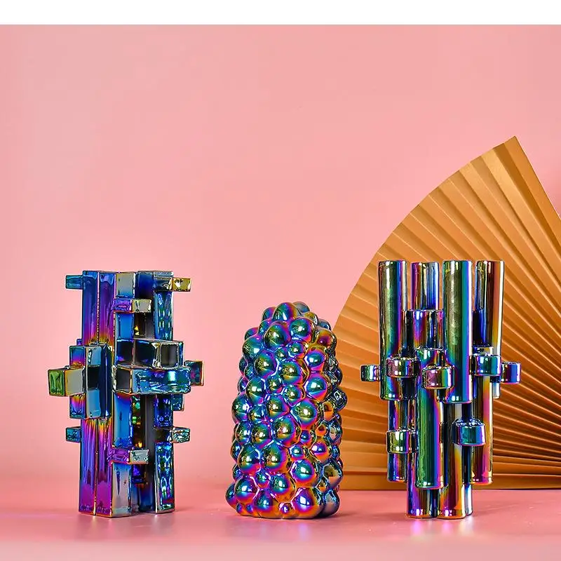 

Creative Color Mosaic Ceramic Vase Robot Abstract Crafts Living Room Decoration Home Vase Friend Gift Nordic Decorative Home