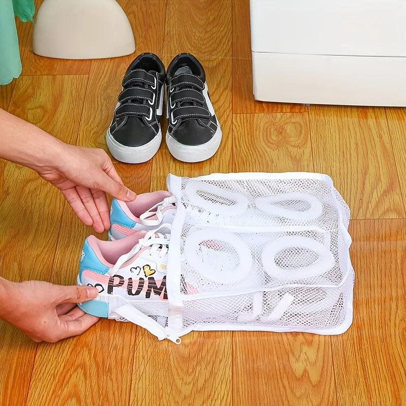 1pc Portable shoe washing bag, reusable mesh shoe protector 5