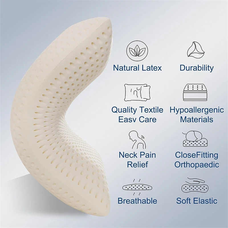 Dreamreal 100% Pure Natural Latex Pillow for Neck Pain Relieve Shoulder Sleep Orthopedic Pillows Cervical Health Care Pillow 4