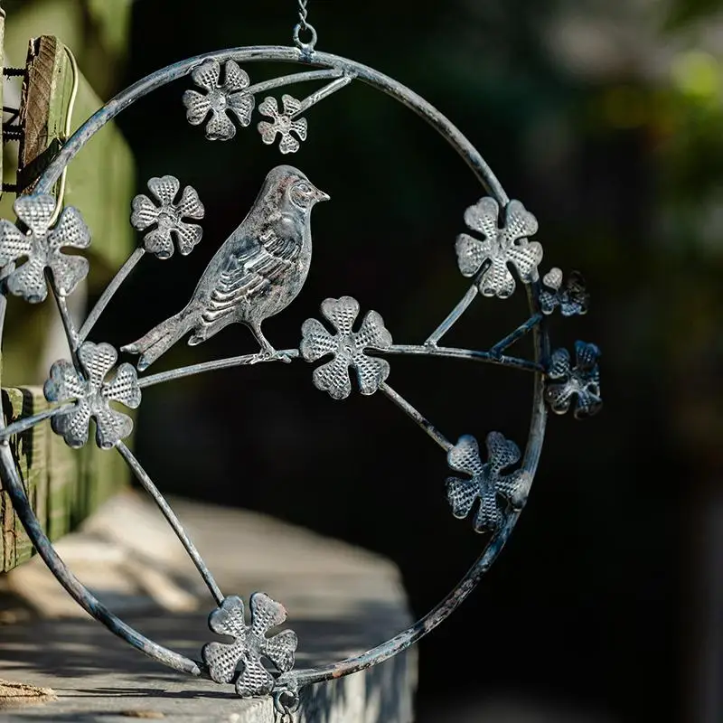 Yard & Garden Decor Wind Chimes Outdoor Iron Hollow Flower Bird Wind Chimes Courtyard Balcony Hanging Creative