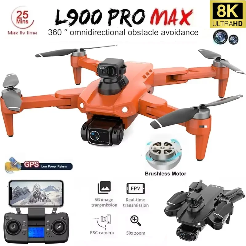 5g GPS Visual Obstacle Avoidance Drone L900 Pro Max 4k Professional HD Camera Brushless Motor Quadcopter Rc Helicopter Toys Boys drone quadcopter