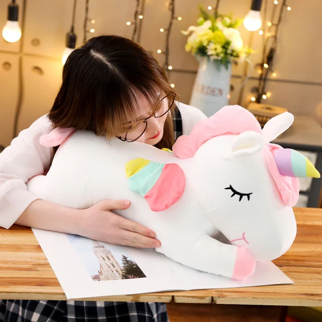30 60cm Kawaii Lying Unicorn Pillow Lovely Dolls Stuffed Soft Animal Plushie Toys Nice Birthday Valentine I Wanna Hug One!
