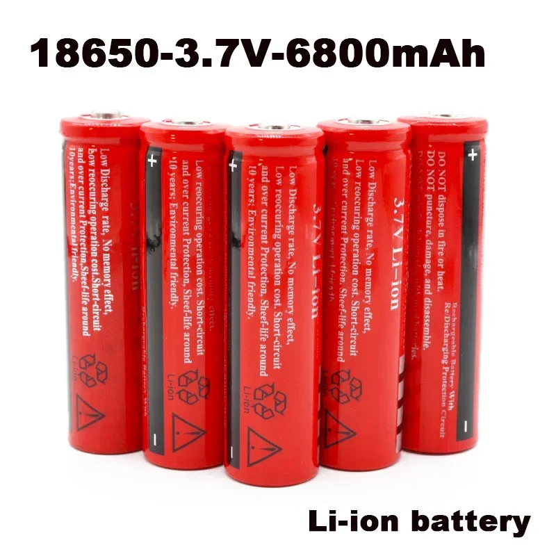 

Free Shipping 100% New 18650 Battery 3.7V 6800mAh Rechargeable Lithium-ion Battery for LED Flashlight Flashlight Batteries