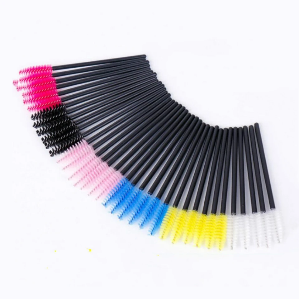 Makeup Brush Set Mascara Wands 50pcs Disposable Colored Eyelashes Comb Mascara Wands Eyebrow Brushes Semi Permanent Makeup Eyelash Extension Tool