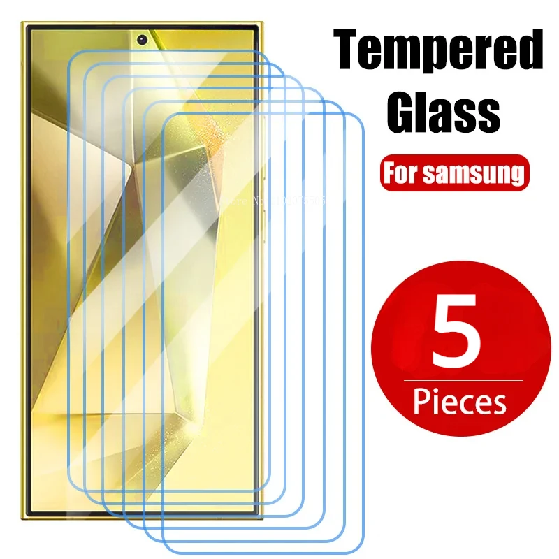 

5 шт. закаленное стекло для Samsung S24Ultra S23 S22 Plus A54 A14 A34 A24 S21 S2FE защита для экрана A53 A73 A33 A13 A12 A52 A51