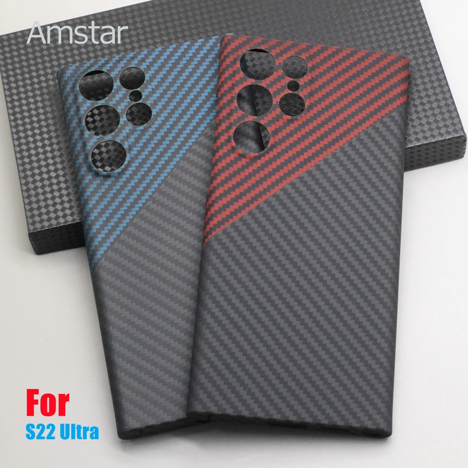 

Двухцветный защитный чехол Amstar из углеродного волокна для Samsung Galaxy S22, Ультратонкий чехол из арамидного волокна S22