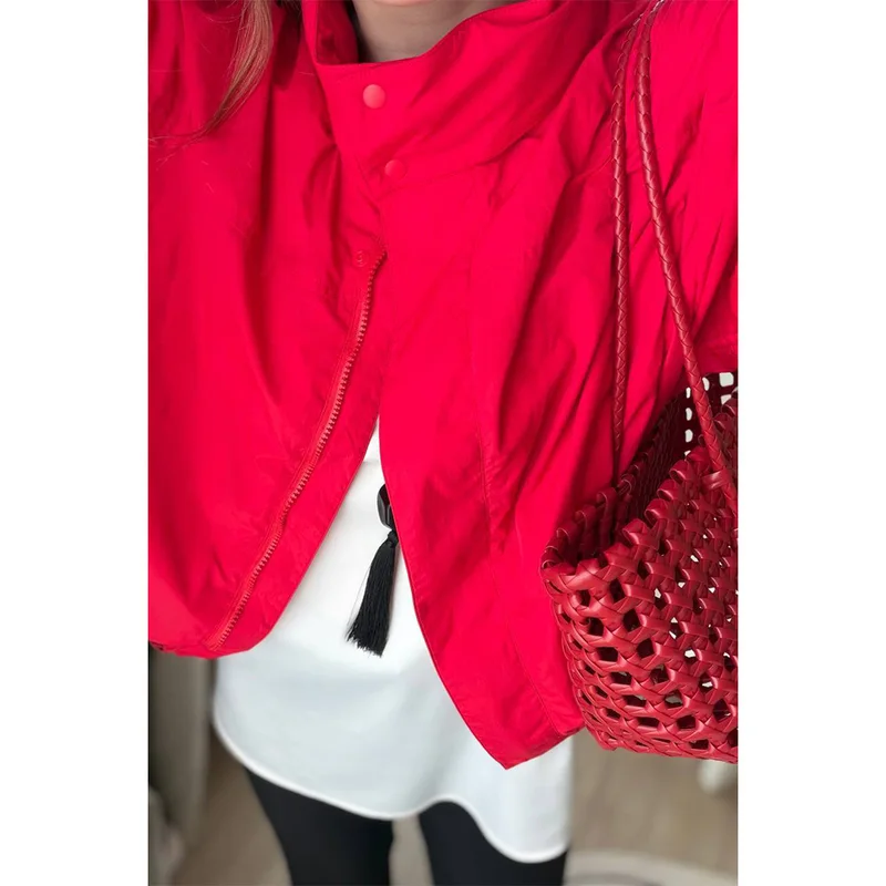 Windproof Stand Collar Jacket Women' Outdoor Hooded Thin Coat
