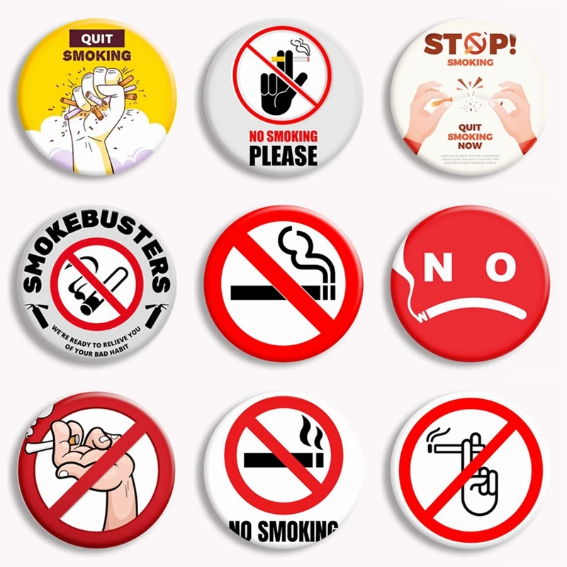 No Smoking Please Sign Soft Button Pin Quit Smoking Now Customized ...