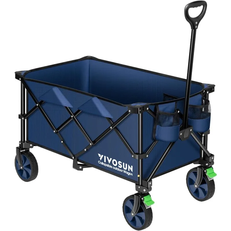 

Heavy Duty Folding Collapsible Wagon Utility Outdoor Camping Cart with Universal Wheels & Adjustable Handle