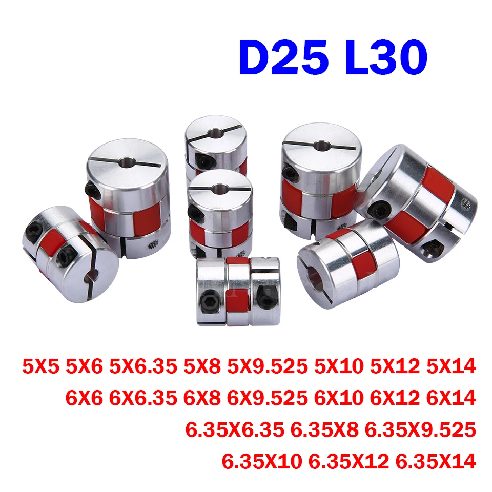 CNC Motor Jaws Couplers Flexible Spider Plum Shaft Coupling D25 L30 5mm 6mm 6.35mm 8mm 9mm 10mm 12mm spider Coupling new 5 10mm d20l25 flexible jaw coupler cnc shaft spider stepper motor plum coupling polyurethane aluminum alloy