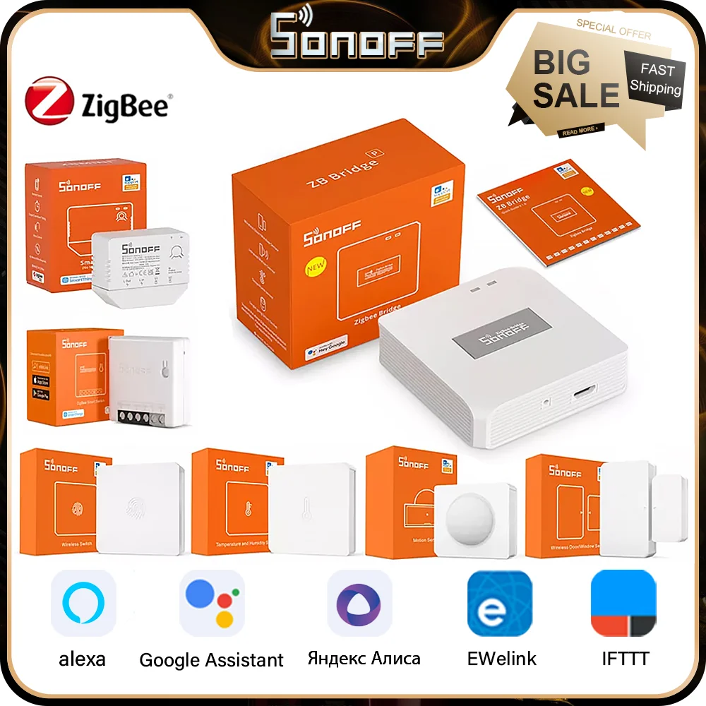 SONOFF Zigbee Bridge Pro/T & H сенсор/беспроводной переключатель/датчик двери/датчик
