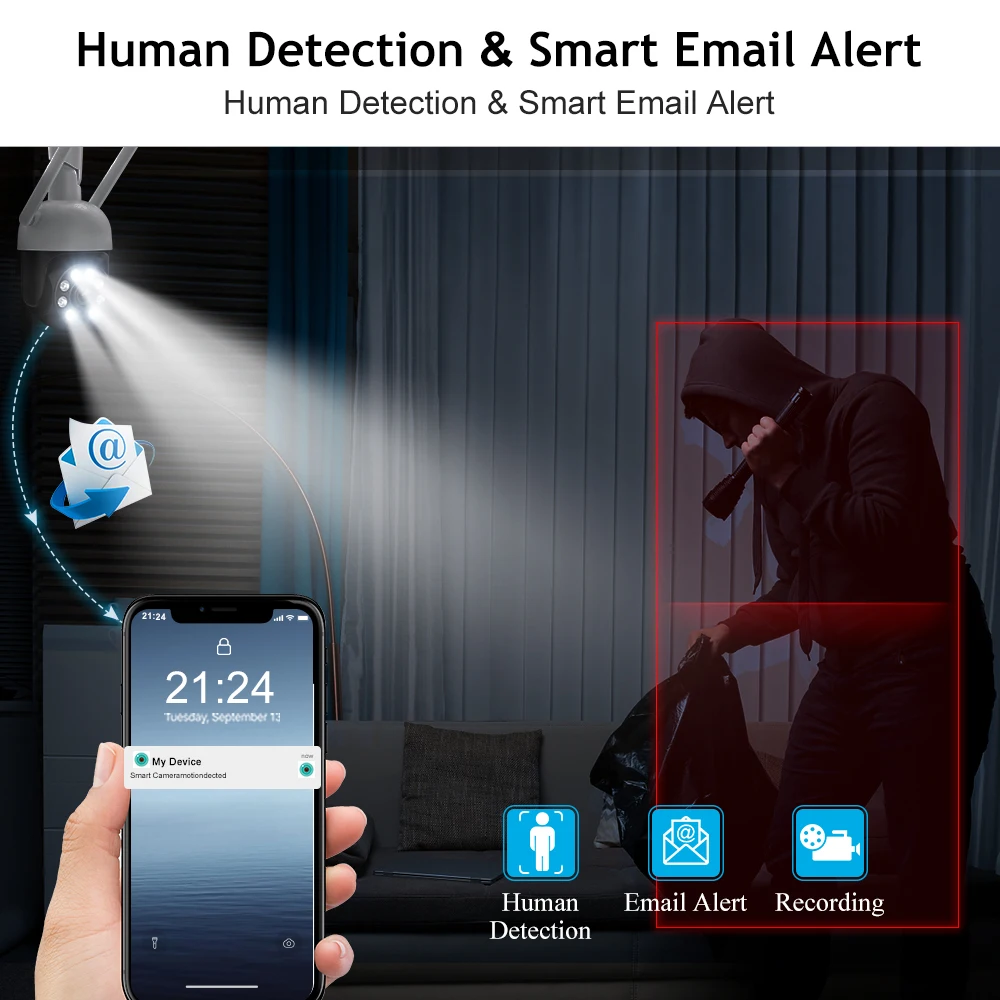 TinoSec PTZ 4MP WIFI Video Surveillance Kit Two Way Audio IP Cam NVR Kit Wireless Security Camera System