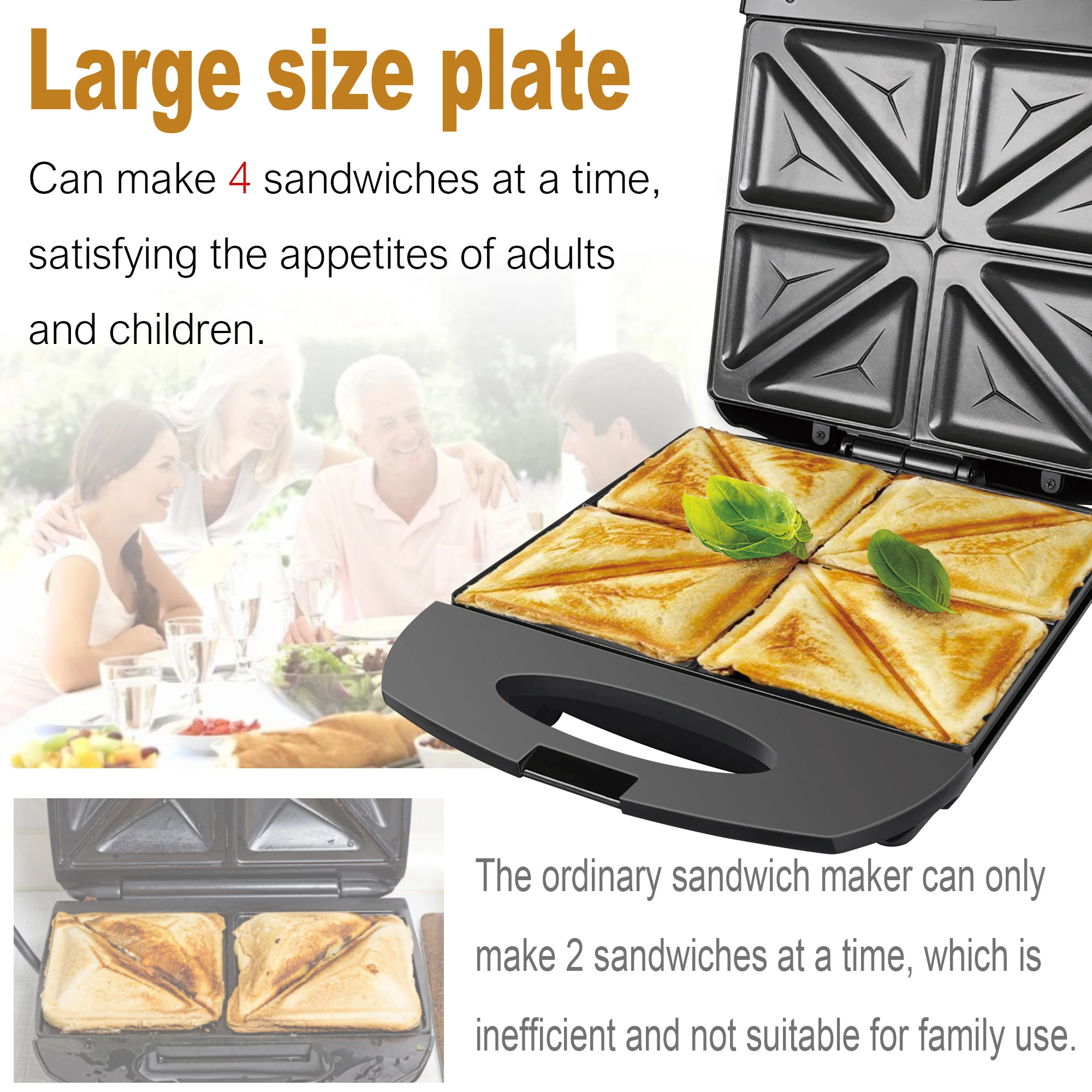 1400W Sandwiches Maker Electric Waffles Machine Cooking Appliances Bread Machine Cake Breakfast Waffle Pot Baking Pan Sonifer