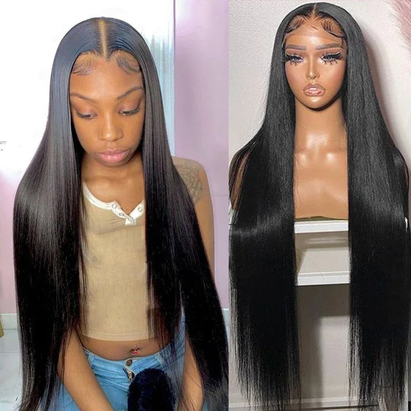 Straight 200% Density Lace Front Wigs 13x6 100% Human Hair Wigs For Women Pre Plucked Brazilian 32 Inch 13x4 Lace Frontal Wig