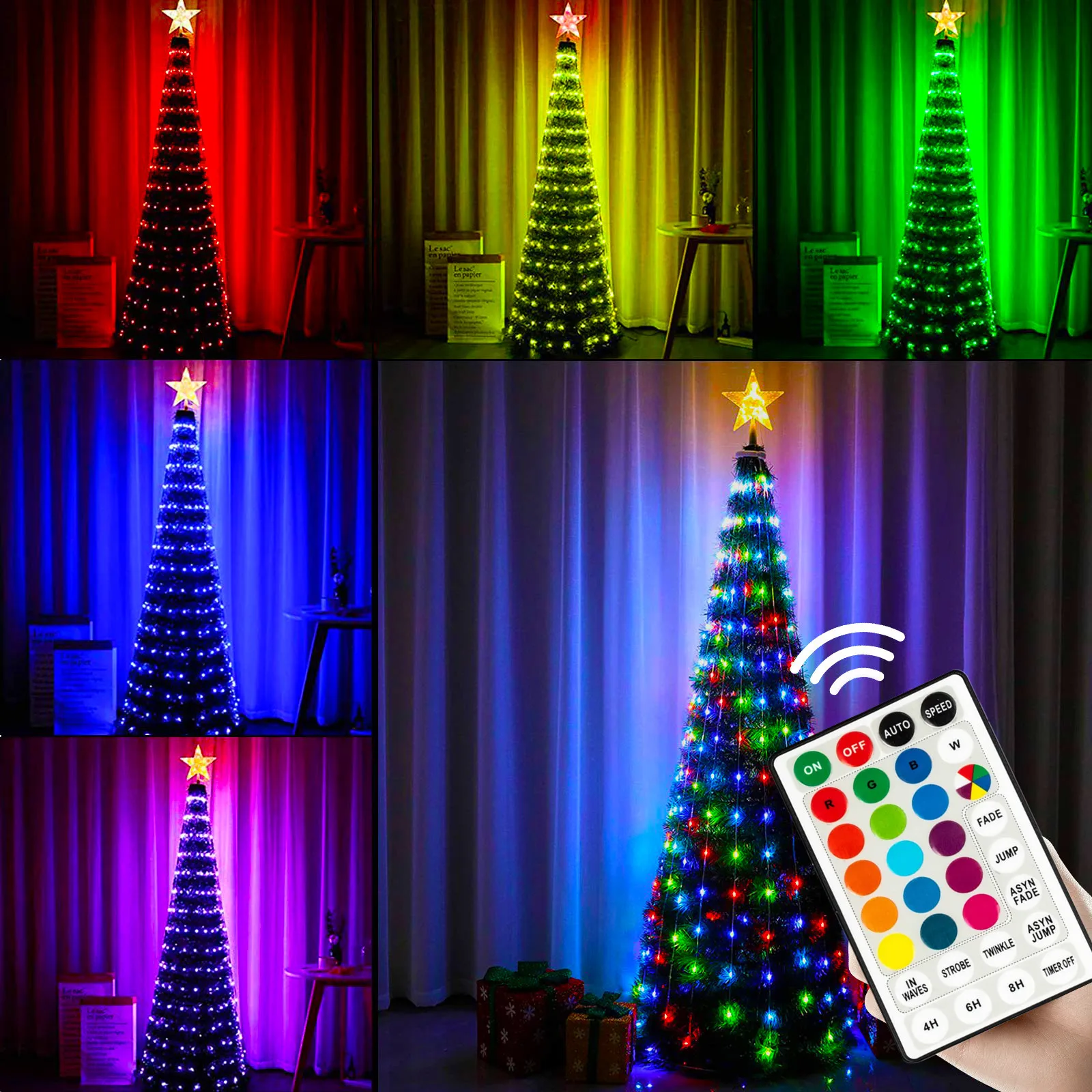 16 cores luzes da árvore de natal controle remoto rgb led string luzes para  o quarto natal navidad festa de casamento decoração para casa _ -  AliExpress Mobile