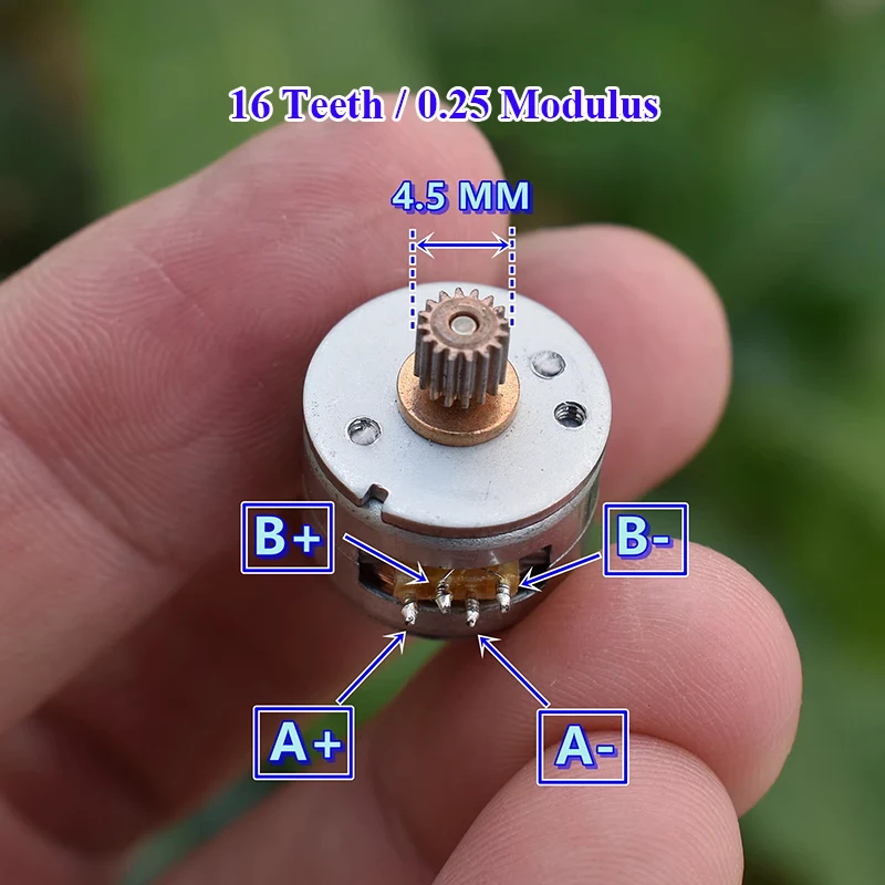미니 15mm 2상 4선 스테퍼 모터 15BY 원형 18도 16치 구리 기어 스테핑 모터 DIY CNC 조각기용