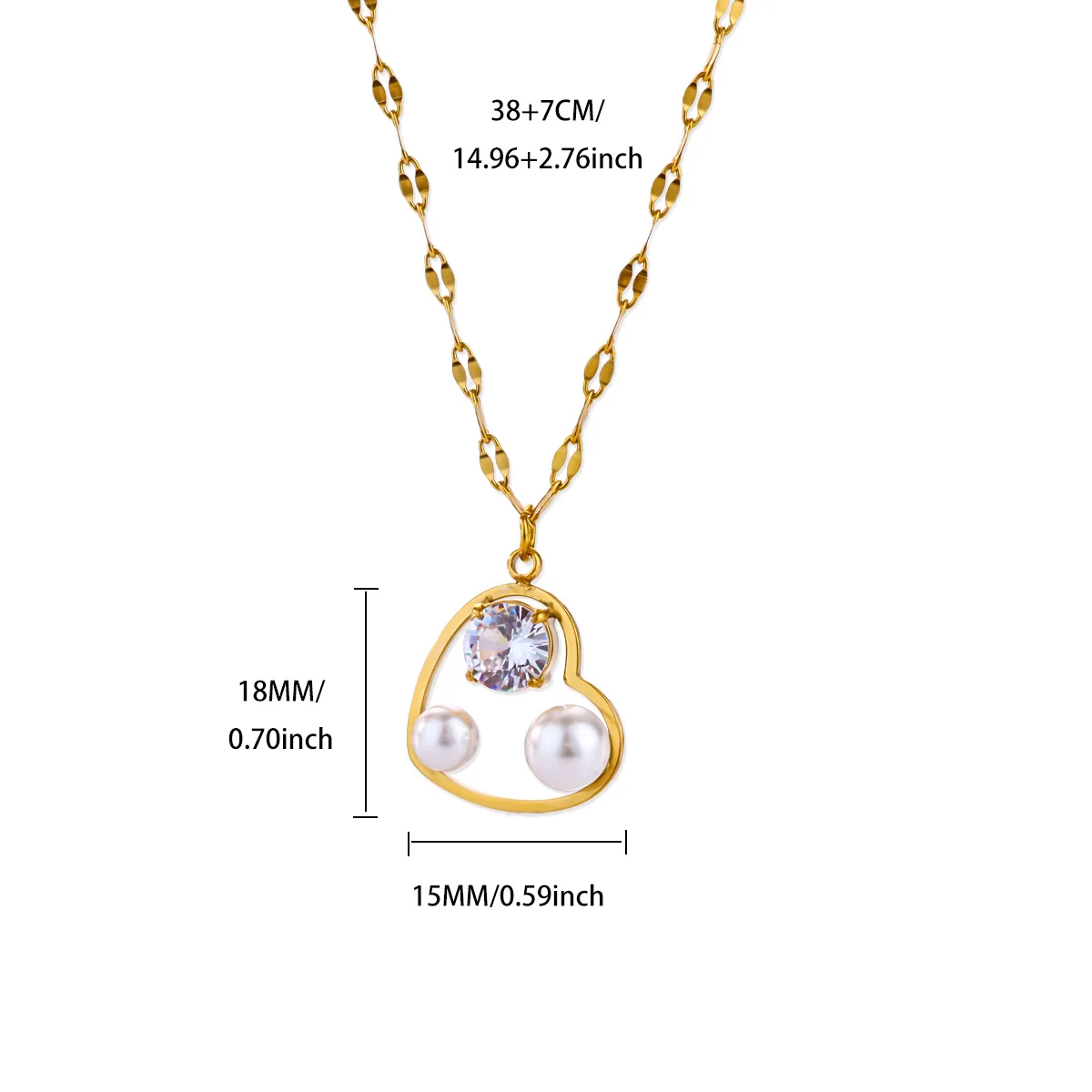 Imitation Pearl Zircon Heart Necklaces For Women