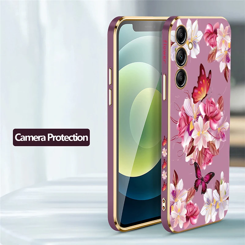 Elegant Flower Butterfly Plating Soft Silicone Phone Case