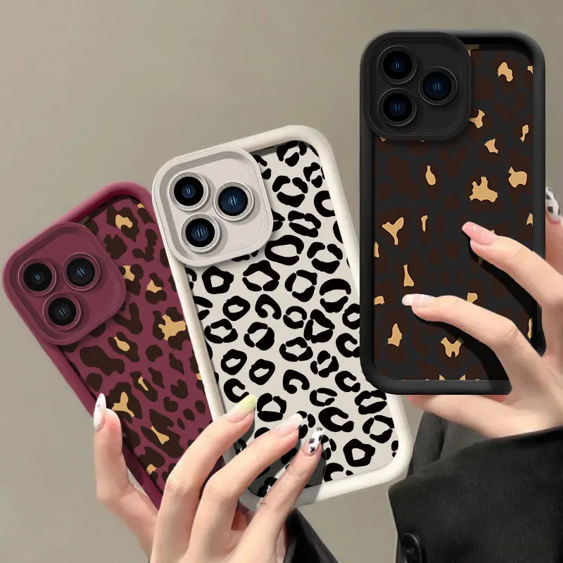 Leopard Print Shockproof Silicone Phone Case with Soft Bumper