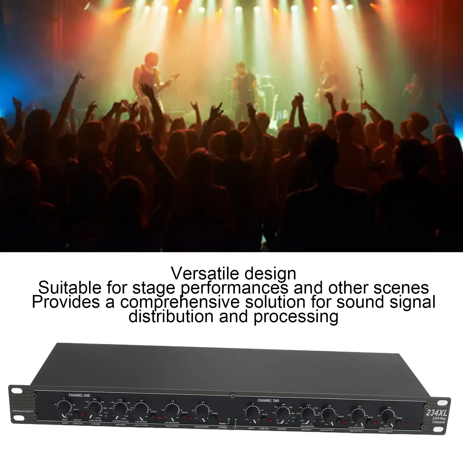 Audio Crossover 234XL Crossover Professional Stereo 2/3 Way Mono 4 Way Crossover for Outdoor Stage Performance US Plug 110V Mono 4