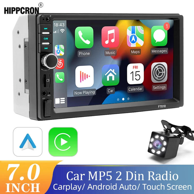 Hippcron Car Play Radio 2 din Stereo Receiver Audio 7" HD Mp5