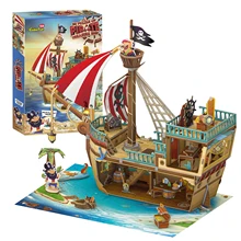 

CubicFun 3D Puzzles 157 Pieces Pirate Treasure Ship Sailing Boat Model Kits Arts Crafts STEM Project Decoration Gift for Kids