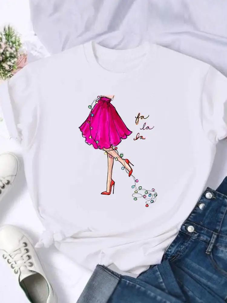 

Fashion Female Print T Top Merry Christmas New Year Holiday Happy Lovely Style Trend Graphic Tee Women Shirt Clothing T-shirts