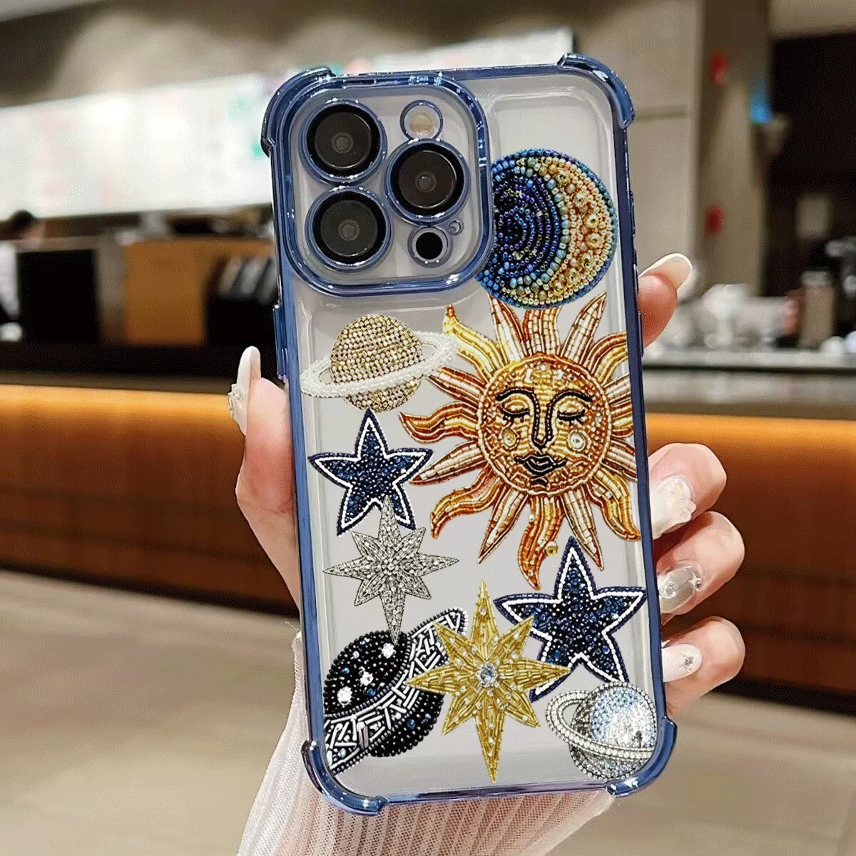 Luxury Solar System Sun Moon Star Plating Soft Phone Case