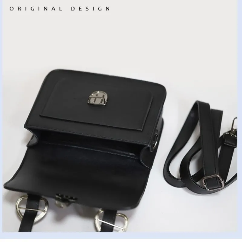 JIAERDI Japanese bow black messenger bag women JK uniform handle square crossbody bags ladies vintage lolita shoulder bags