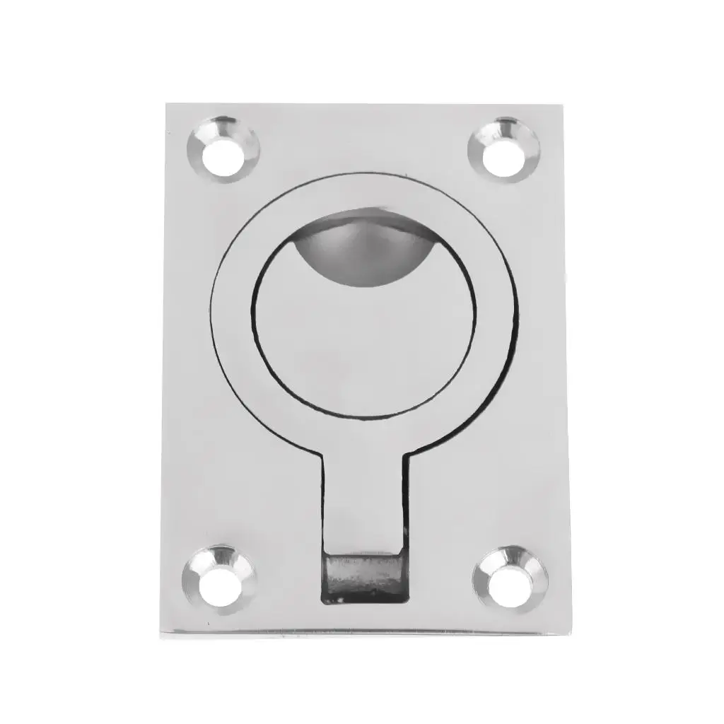

MagiDeal New Durable Stainless Steel Boat Latch Cabinet Flush Mount Ring Pull Handle 62x43mm Marine Surfing Hardware Acce