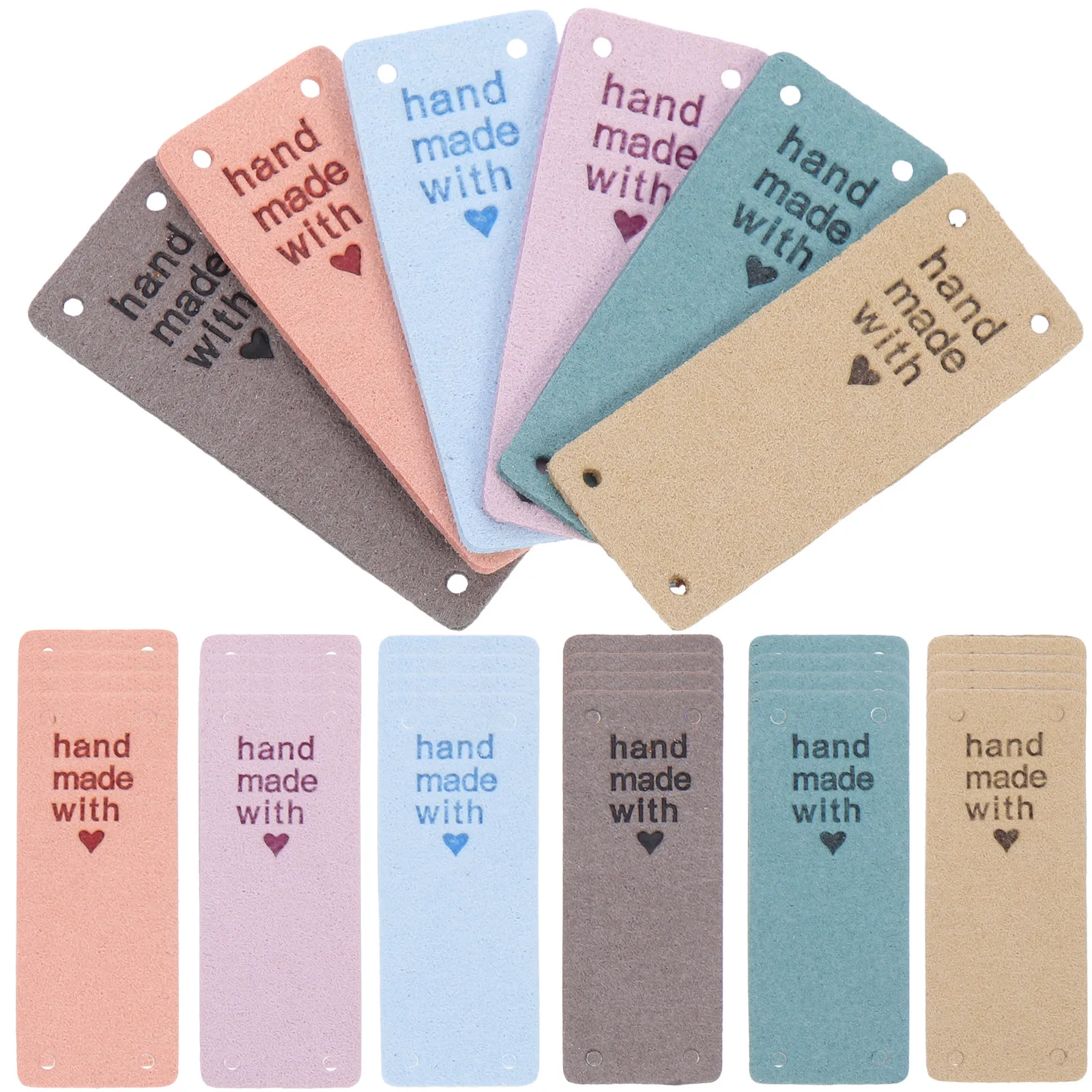 30Pcs 다채로운 직사각형 의류 라벨 DIY 바느질 뜨개질 크로셰 프로젝트 가방 지갑 자켓용 마이크로 화이버 봉제 태그