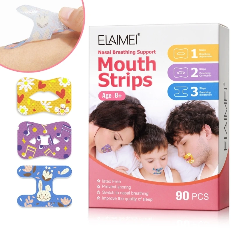 

Mouth Anti-Suffocation Design Mouth Tape Stretchable Mouth Sleep Aid Help Nose Breathing Gently for Adult Children