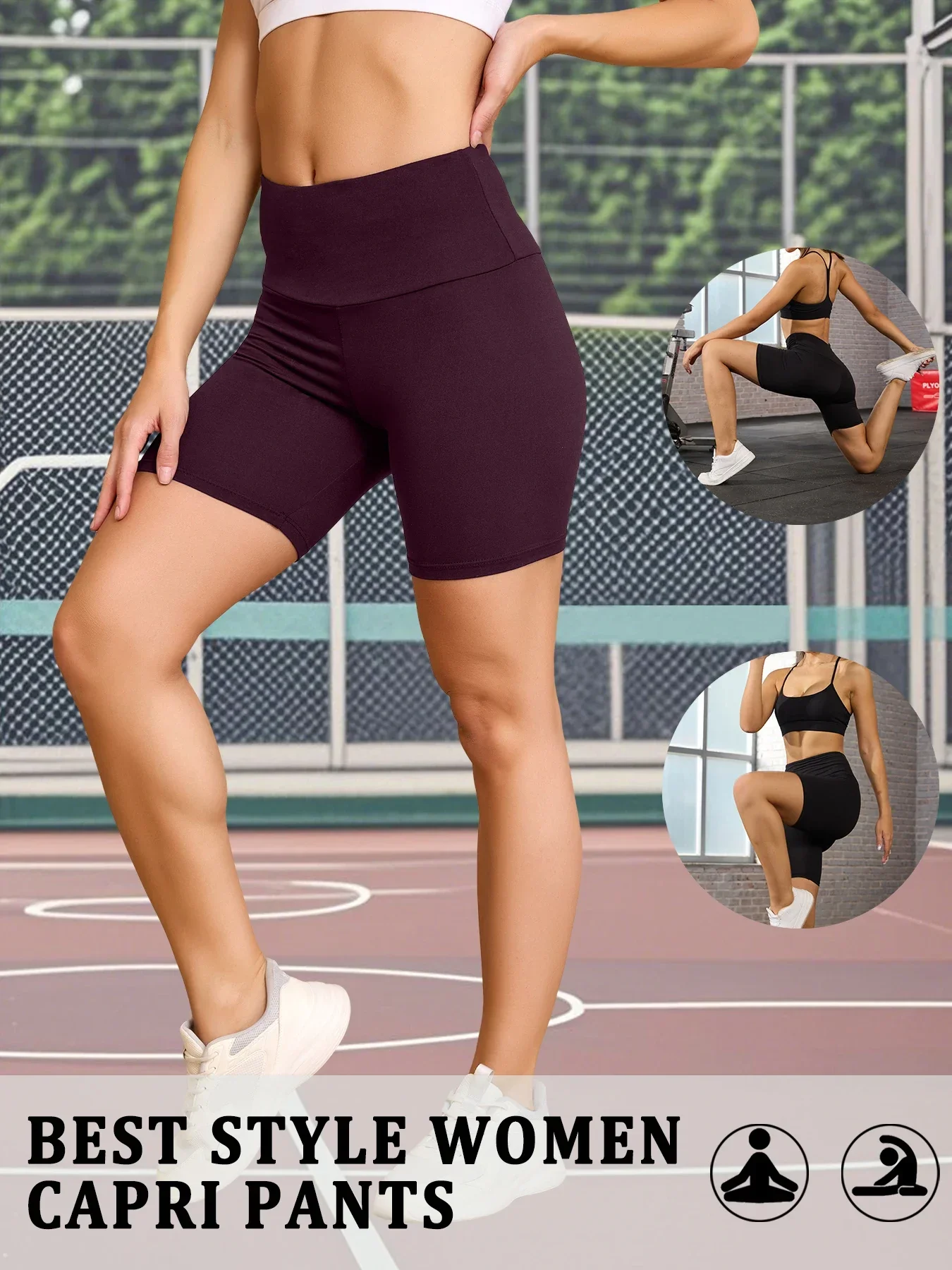 High Waisted Biker Shorts - Soft Tummy Control Workout Yoga Fitness