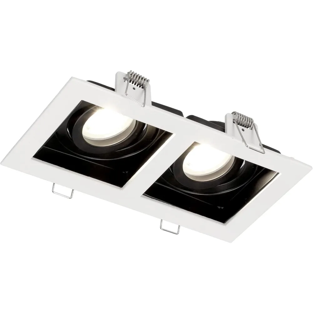 JOYINLED Square Two Heads LED Downlight White Black Adjustable Recessed Ceiling Light Spot Lamp Spotlights for Indoor Decoration