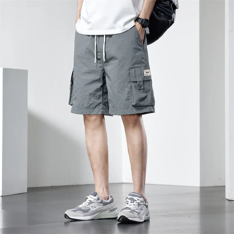 Workwear shorts men's summer leisure sports beachloose ice silk for outerwear shorts  cargo shorts for  men