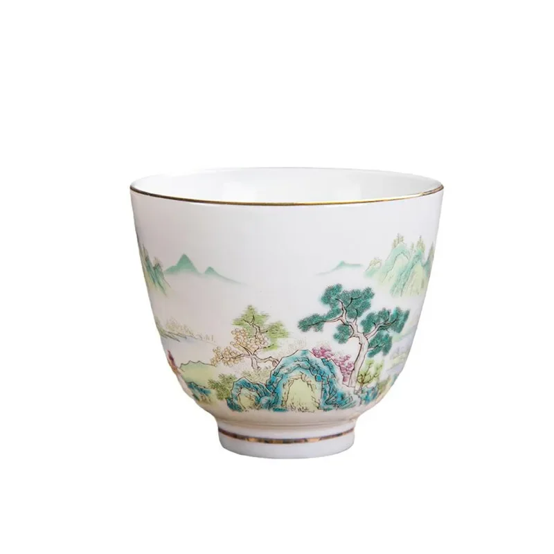 1pc Chinese Ceramic Teacup Hand Painted Flowers and Birds Tea Bowl Handmade Tea Cup Tie Guanyin Pu'er Master Tea Set Accessories images - 6