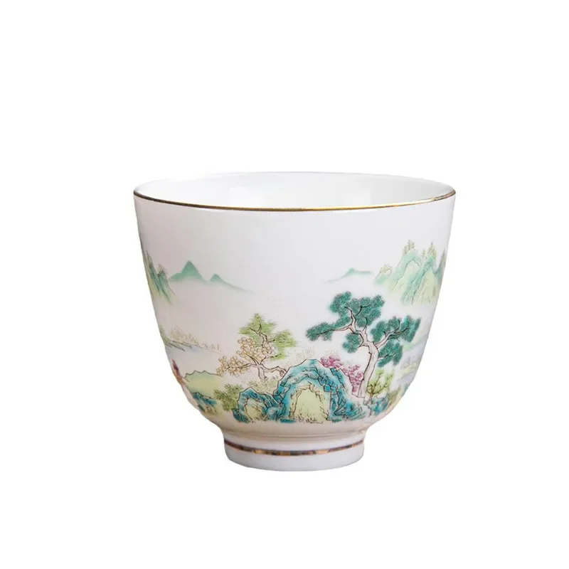 1pc Chinese Ceramic Teacup Hand Painted Flowers and Birds Tea Bowl Handmade Tea Cup Tie Guanyin Pu'er Master Set Accessories tea cup