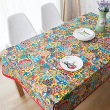 

Cotton Tablecloths, Waterproof Table Covers Totem National Style Red Dining Table Coffee Table Deco