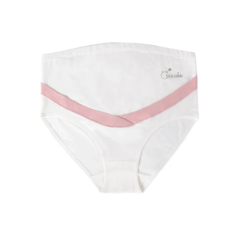 40 Week Soft Print Cotton Maternity Panties High Waist Adjustable Belly Underwear for Pregnant Women