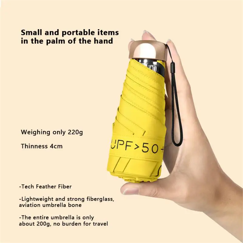 50% Off Mini Sun Umbrella Small Pocket Rain Umbrella Vinyl Folding UV Ultraviolet Protection Sun Shade Pocket Parasol