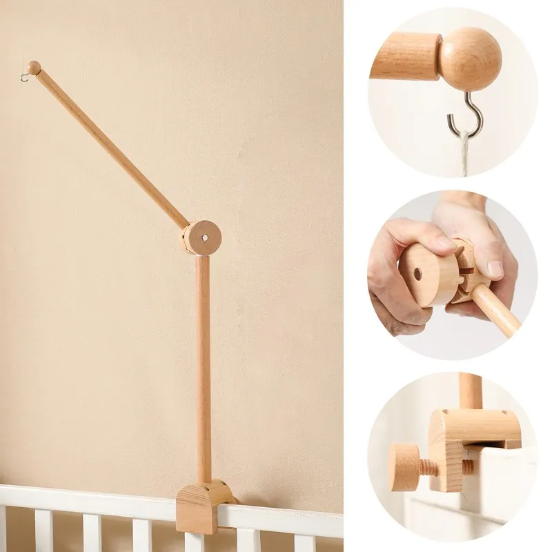 Baby Toys Musical Hanging Toys Wooden Mobile Bracket Baby Mobile Bed Bell Bracket Bed Bell Newborn Baby Toys Crib Mobiles Rattles Music Educational Toys Wooden Accessories