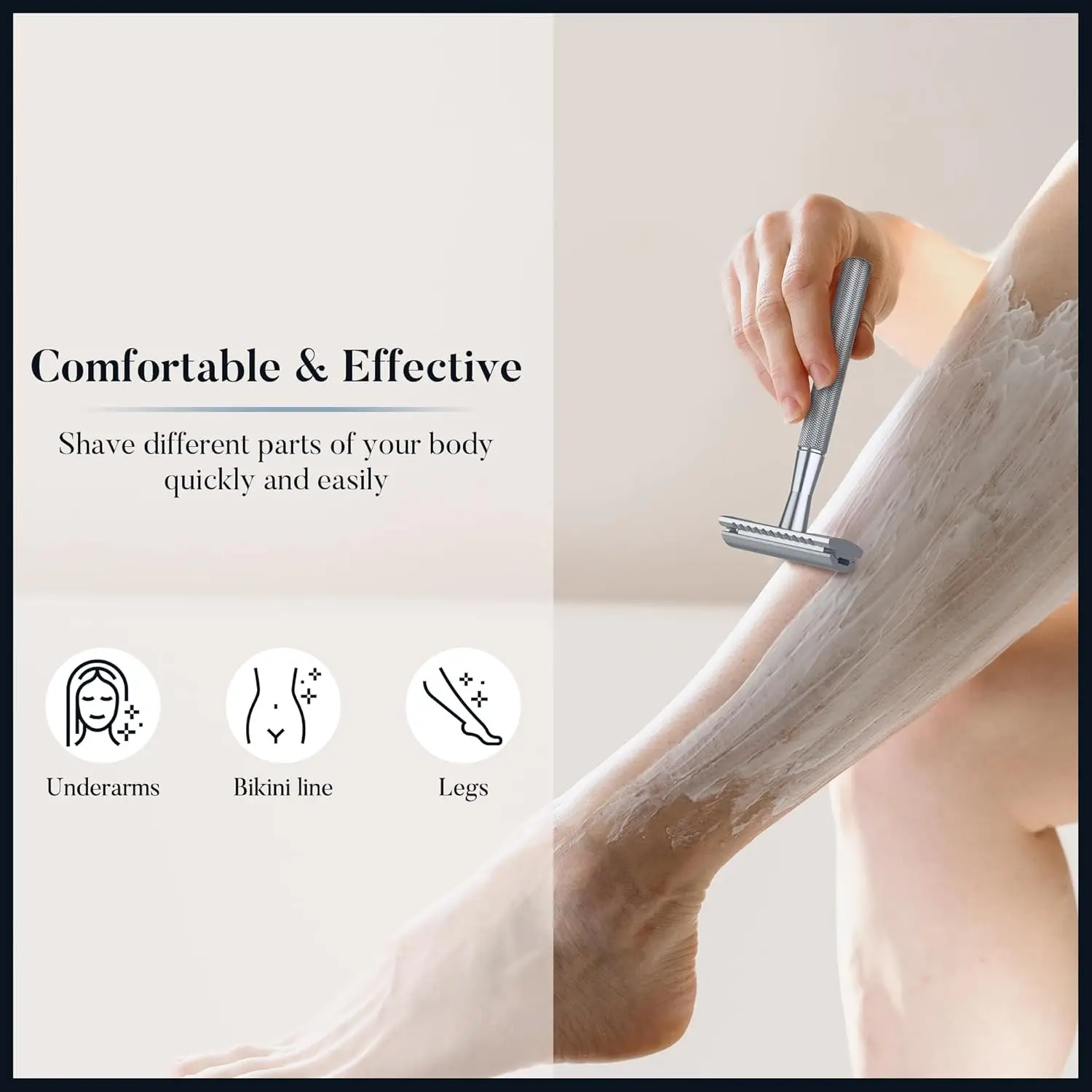 Double Edge Safety Razor for Men & Women with 10 Platinum Coated Safety Blades Eco-Friendly
