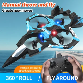 K500Max Fighter Jet Quadcopter Drone Stunt Light RC Airplane Four Channels Hovering High Altitude Rolling Special Effects 1