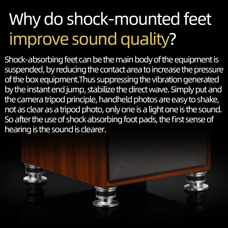 HiFi Cone Speaker Spike Stands Carbon Fiber Metal CD Stand Speaker Amplifier Adjustable Turntable Isolation Feet 4PCS