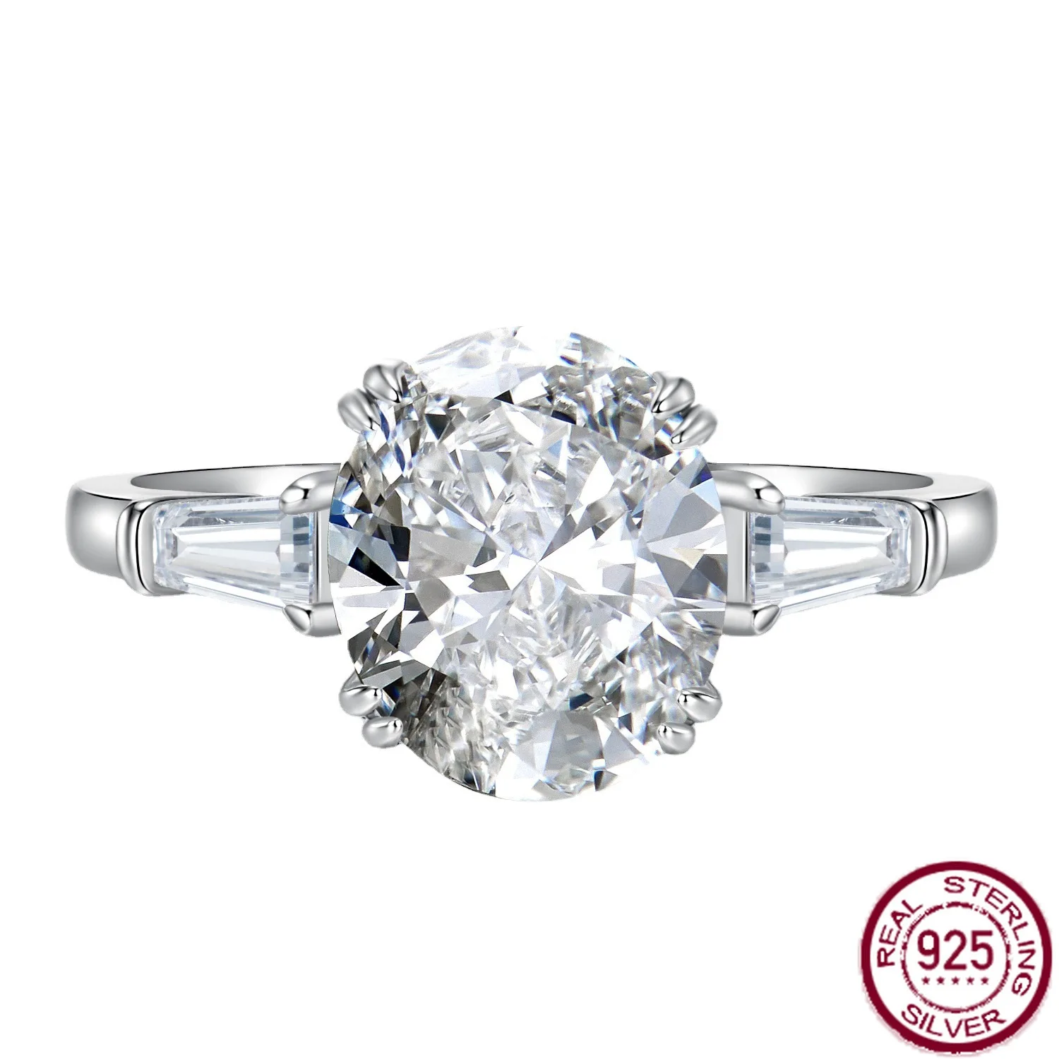 

Кольцо из серебра 925 пробы, простое овальное, с высокоуглеродистым бриллиантом 9*11, простая модная универсальная бижутерия для женщин